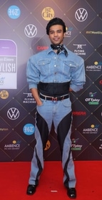 Babil Khan in a double denim trend in a cropped jacket and a black corset-style top (Photo: Pallav Paliwal)