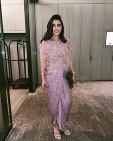 Masoom Minawala Mehta in a lavender dhoti set (Photo: Instagram) Masoom Minawala Mehta in a lavender dhoti set (Photo: Instagram)
