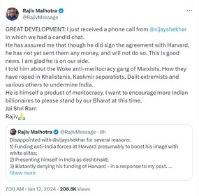 Rajiv Malhotra's X post Rajiv Malhotra's X post
