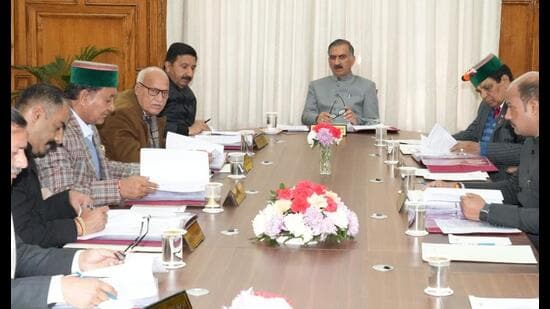 Himachal CM during the cabinet meeting held on Friday. (HT Photo)
