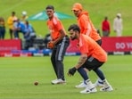 India's Virat Kohli, Shubman Gill and Yashasvi Jaiswal during a practice session.