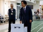 Lai Ching-te, Taiwan's vice president and the ruling Democratic Progressive Party's (DPP) presidential candidate, casts his vote at a polling station during the presidential and parliamentary elections in Tainan, Taiwan 
