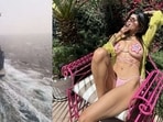 A Houthi helicopter flies above Galaxy Leader (Left) and Mia Khalifa (Right) A Houthi helicopter flies above Galaxy Leader (Left) and Mia Khalifa (Right)