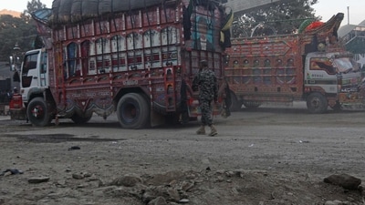 Trucks are pictured at the zero point Torkham border crossing between Afghanistan and Pakistan, in Nangarhar province. (AFP) Trucks are pictured at the zero point Torkham border crossing between Afghanistan and Pakistan, in Nangarhar province. (AFP)