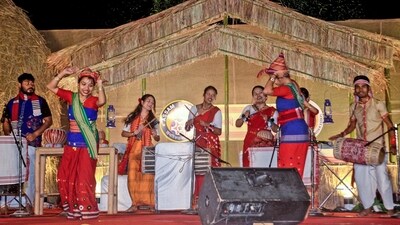 Members of the Assam Police Wives Welfare Association perform during the celebrations ahead of the Bhogali Bihu festival in Guwahati. (ANI) Members of the Assam Police Wives Welfare Association perform during the celebrations ahead of the Bhogali Bihu festival in Guwahati. (ANI)
