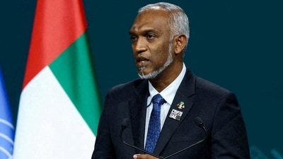 India-Maldives row: Maldives president Mohamed Muizzu delivers a statement. (Reuters)