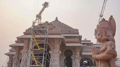Construction underway at Ram Temple in Ayodhya ahead of the consecration ceremony (PTI Photo) Construction underway at Ram Temple in Ayodhya ahead of the consecration ceremony (PTI Photo)