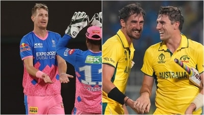 Chris Morris during his time at RR (L); Mitchell Starc and Pat Cummins during 2023 World Cup (File) Chris Morris during his time at RR (L); Mitchell Starc and Pat Cummins during 2023 World Cup (File)