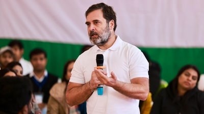 Rahul Gandhi's Bharat Jodo Nyay Yatra: Congress leader Rahul Gandhi speaks. (PTI) Rahul Gandhi's Bharat Jodo Nyay Yatra: Congress leader Rahul Gandhi speaks. (PTI)