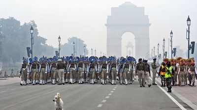 For the first time, the Border Security Force's (BSF) all-women marching and brass band contingents will take part in this year's Republic Day parade on Kartavya Path. (HT Photo/Sanjeev Verma) For the first time, the Border Security Force's (BSF) all-women marching and brass band contingents will take part in this year's Republic Day parade on Kartavya Path. (HT Photo/Sanjeev Verma)