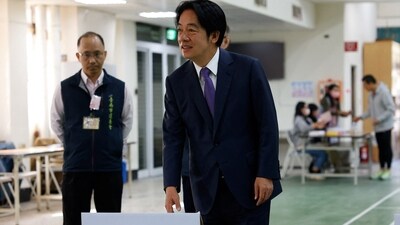 Lai Ching-te, Taiwan's vice president and the ruling Democratic Progressive Party's (DPP) presidential candidate, casts his vote at a polling station during the presidential and parliamentary elections in Tainan, Taiwan (REUTERS)