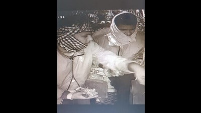 The thieves were captured in the CCTV cameras of Chandi Mata Temple. (HT Photo) The thieves were captured in the CCTV cameras of Chandi Mata Temple. (HT Photo)