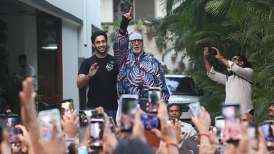 Amitabh Bachchan with grandson Agastya Nanda in Mumbai Amitabh Bachchan with grandson Agastya Nanda in Mumbai
