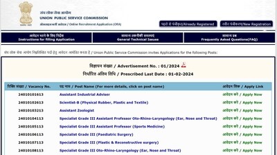 UPSC Recruitment 2024: Apply for 121 vacancies in various posts UPSC Recruitment 2024: Apply for 121 vacancies in various posts