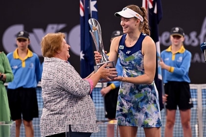 Elena Rybakina of Kazakhstan (R) is handed the winners trophy by former Australian tennis legend Wendy Turnbull (L) after the women's singles final against Aryna Sabalenka of Belarus at the Brisbane International tennis tournament (AFP) Elena Rybakina of Kazakhstan (R) is handed the winners trophy by former Australian tennis legend Wendy Turnbull (L) after the women's singles final against Aryna Sabalenka of Belarus at the Brisbane International tennis tournament (AFP)
