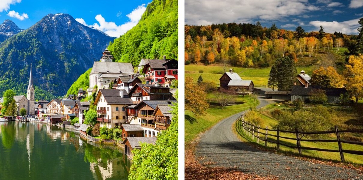 Summer in Hallstatt, Austria, and autumn in Pomfret, Vermont. Both have taken steps to discourage Instagrammers. (Adobe Stock) Summer in Hallstatt, Austria, and autumn in Pomfret, Vermont. Both have taken steps to discourage Instagrammers. (Adobe Stock)