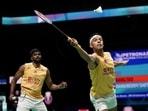 India's Chirag Shetty, right and Satwiksairaj Rankireddy compete during the Malaysia Open 2024