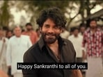 A screengrab of Nagarjuna from the trailer of Naa Saami Ranga
