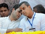 File photo, Congress leader Rahul Gandhi with Milind Deora in Mumbai.