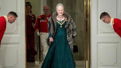 Queen Margrethe II of Denmark arrives for a State Banquet at Christiansborg Castle in Copenhagen on November 6, 2023. (AFP) Queen Margrethe II of Denmark arrives for a State Banquet at Christiansborg Castle in Copenhagen on November 6, 2023. (AFP)