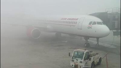 Fog at Indira Gandhi International Airport in New Delhi on Sunday. (ANI)