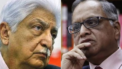 A combination image of Azim Premji (left) and NR Narayana Murthy. A combination image of Azim Premji (left) and NR Narayana Murthy.