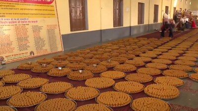 The laddoos are made using pure desi ghee, blending besan with cardamom, cashews, and saffron. (PTI)