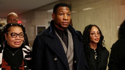 FILE PHOTO: Actor Jonathan Majors arrives with Meagan Good for the jury selection in his  assault and harassment case at Manhattan Criminal Court in New York City, U.S. REUTERS/Shannon Stapleton/File Photo (REUTERS)