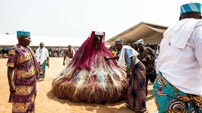 Voodoo followers attend the voodoo festival in Ouidah, Benin on January 10, 2023. (AFP) Voodoo followers attend the voodoo festival in Ouidah, Benin on January 10, 2023. (AFP)