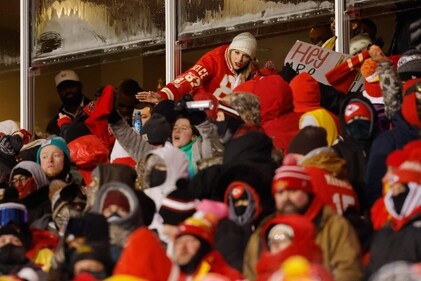 Taylor Swift celebrates with fans during the AFC Wild Card Playoffs between the Miami Dolphins and the Kansas City Chiefs on January 13, 2024 in Kansas City (Getty Images via AFP) Taylor Swift celebrates with fans during the AFC Wild Card Playoffs between the Miami Dolphins and the Kansas City Chiefs on January 13, 2024 in Kansas City (Getty Images via AFP)