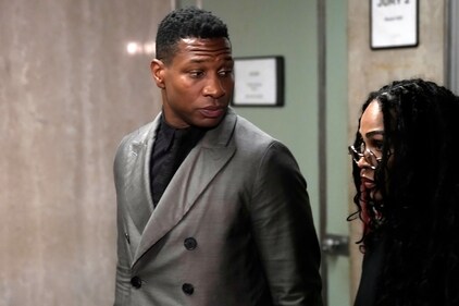 Jonathan Majors leaving a courtroom in New York, on December. 18, 2023. Majors was convicted of assaulting his former girlfriend during a confrontation in New York City earlier this year. (AP) Jonathan Majors leaving a courtroom in New York, on December. 18, 2023. Majors was convicted of assaulting his former girlfriend during a confrontation in New York City earlier this year. (AP)