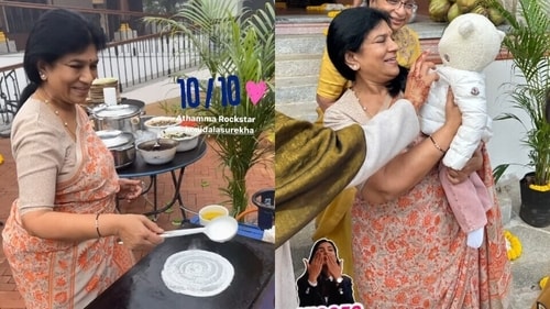 Surekha whipped up dosas for the whole family and spent time with Klin Kaara Surekha whipped up dosas for the whole family and spent time with Klin Kaara