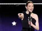 Emma Stone receives the Best Actress Award during the 29th Annual Critics Choice Awards on January 14, 2024.