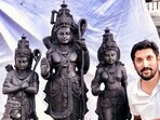 Karnataka sculptor Yogiraj Arun with his Ram Lalla idol that is to be installed in Ayodhya on January 22, Karnataka sculptor Yogiraj Arun with his Ram Lalla idol that is to be installed in Ayodhya on January 22,
