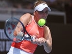 Marketa Vondrousova of the Czech Republic plays a backhand return to Dayana Yastremska of Ukraine during their first round match at the Australian Open Marketa Vondrousova of the Czech Republic plays a backhand return to Dayana Yastremska of Ukraine during their first round match at the Australian Open