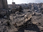 Israel-Hamas war: A view of the rubble of buildings hit by an Israeli airstrike in Gaza City on October 10, 2023. Israel-Hamas war: A view of the rubble of buildings hit by an Israeli airstrike in Gaza City on October 10, 2023.