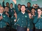 Taiwanese Vice President Lai Ching-te, also known as William Lai, center, celebrates his victory with running mate Bi-khim Hsiao, right, and supporters in Taipei, Taiwan. Taiwanese Vice President Lai Ching-te, also known as William Lai, center, celebrates his victory with running mate Bi-khim Hsiao, right, and supporters in Taipei, Taiwan.