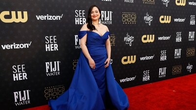 Lily Gladstone arrives for the 29th Annual Critics Choice Awards at the Barker Hangar in Santa Monica. She was nominated for Best Actress for her performance in Killers of the Flower Moon. (AFP)