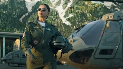 Deepika Padukone in a still from Fighter trailer. Deepika Padukone in a still from Fighter trailer.