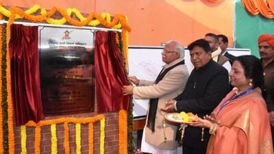 Haryana chief minister Manohar Lal Khattar during the foundation stone-laying ceremony in Panchkula on Monday. (HT Photo) Haryana chief minister Manohar Lal Khattar during the foundation stone-laying ceremony in Panchkula on Monday. (HT Photo)