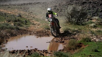 Racing Team's Carles Falcon in action during stage 1 (REUTERS)