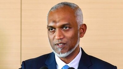 Maldives President Mohamed Muizzu addresses a press briefing. (ANI photo) Maldives President Mohamed Muizzu addresses a press briefing. (ANI photo)