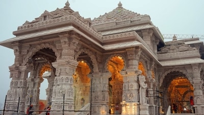 Construction work at the Ram temple is underway in Ayodhya. (ANI) Construction work at the Ram temple is underway in Ayodhya. (ANI)