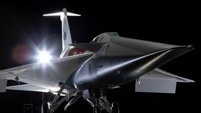 The experimental quiet supersonic aircraft X-59, a collaboration of Lockheed Martin's Skunk Works and NASA, is seen parked in a hangar in Palmdale, California, U.S. December 12, 2023.  Lockheed Martin/Garry Tice/Handout via REUTERS. (via REUTERS)