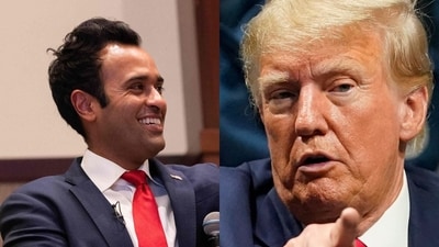 Republican presidential candidate Vivek Ramaswamy and former US president Donald Trump. (AP) Republican presidential candidate Vivek Ramaswamy and former US president Donald Trump. (AP)