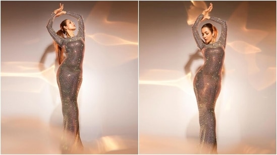 Meanwhile, the shimmering holographic sequins embellished on the dress elevated the look of Malaika's ensemble. She accessorised the outfit with minimal additions, letting the dress shine. She chose statement rings, dangling earrings, and embellished silver high heels. (Instagram)