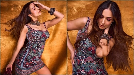 Coming to the glam picks, Malaika chose feathered brows, mascara on the lashes, glossy caramel lip shade, shimmering pink eye shadow, rouge on the cheekbones, and a dewy base. Lastly, centre-parted open wavy locks gave the finishing touch. (Instagram)