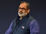 India's technology minister Rajeev Chandrasekhar at the AI Safety Summit at Bletchley Park in Bletchley, Britain on November 1.