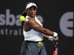 Sloane Stephens of the U.S. plays a shot in her match against Elise Mertens of Belgium