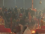 Sarayu Ghat area was brimming with devotees as the ‘Aarti’ unfolded, accompanied by the lighting of diyas on Tuesday. Sarayu Ghat area was brimming with devotees as the ‘Aarti’ unfolded, accompanied by the lighting of diyas on Tuesday.